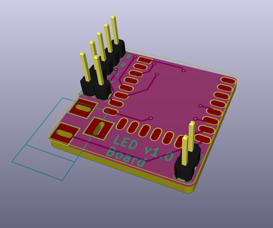 A 3D-rendered PCB with stuff on it.